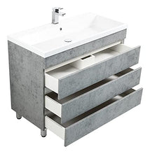 Mobile bagno a terra Via 100 grigio cemento , 3 cassetti senza maniglie