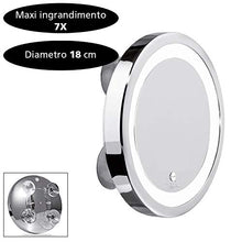 MACOM Sensation 211 Solar Specchio Ingranditore Cosmetico per Trucco, Ingrandente 7x con Luce Led e Ventose, Diametro 18 cm