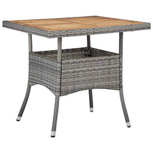 SKM Set Mobili da Pranzo da Giardino 3 pz Grigio Polyrattan Acacia (17.5kg) Grigio-8317
