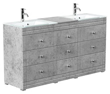 Mobile bagno a terra Vitro Classic con lavabos in vetro grigio cemento