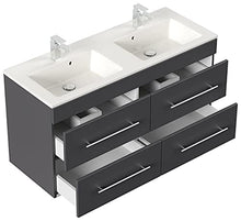 Set mobili bagno Helios antracite satinato incl. specchio LED con funzione touch