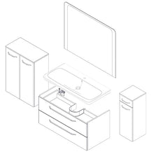 FACKELMANN Set di mobili da bagno 5 pezzi, modello Milano Milano con mobiletto da 60 cm di larghezza, specchio da bagno e lavabo in ceramica