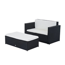 Outsunny Set Mobili Poggiapiedi con Cuscini da Giardino in PE Rattan