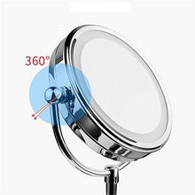 MGEU Specchi per Trucco,in Piedi 6 Pollici A LED A Doppia Faccia Desktop 1X, Ingrandimento Hotel 3X con Batteria Specchietti da Tavolo A Specchio Rotante USB Vanity