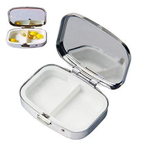 2 pezzi Scatola per Pillole Metallo, Feelairy Portapillole Tascabile 2 Scomparti con Specchio, Portapillole Settimanali da Viaggio per Vitamine e Medicinali Tablet per Uso Quotidiano