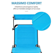 Outsunny Sdraio da Giardino Pieghevole con Tettuccio e Rivestimento in Gommapiuma, Lettino Prendisole con Schienale Regolabile 66x164x84.5cm Blu