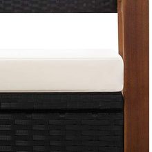 OUSEE Cassapanca 110 cm in Polyrattan e Legno Massello di Acacia Nero