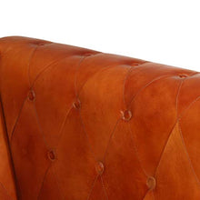 Tidyard Divano Chesterfield a 2 Posti Tanno in Vera Pelle,Facile da Pulire