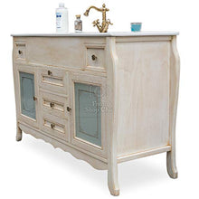 Shop Chic Mobile bagno avorio decapè con lavabo slim 123 cm e specchiera