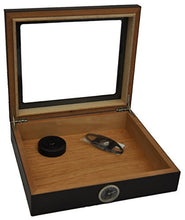 Humidor nero Umidificatore per 25 sigari Autoregulatore copercio in vetro