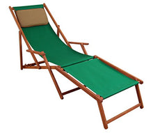 Erst-Holz Lunga Sedia a Sdraio Verde in Legno di Faggio con poggiapiedi e Cuscino Scuro 10-304FKD