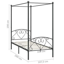 SKM Letto a Baldacchino Grigio in Metallo 100x200 cm (20.9kg)