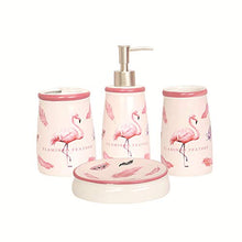 WYPDM Lavaggio Ceramica 4 Pezzi Set Nordic Flamingo Stampa Bagno Set Accessori Bagno