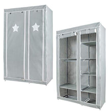 roba Armadio in Tessuto"Little Stars", 6 Scomparti, 175 x 110 x 45 cm, Grigio
