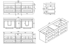 Mobile bagno Milano XL 172cm con doppio lavabo grigio cemento