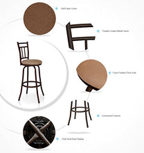 IKAYAA Sgabelli Industrial, Set di 2 Sgabelli da Bar Girevole Anticato con Schienale in Metallo Cornice Sedia da Cucina Pranzo Imbottita capacità 120KG (2 Pezzi)