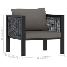 Tidyard Set Mobili in Rattan da Esterno con Tavolino, 2 Poltrone e Divano con Cuscini,per Giardino, Terrazza e Balcone,Colore Antracite, Nero