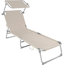 TecTake Lettino a sdraio per prendere il sole con l'ombrello parasole 190cm - disponibile in diversi colori - (Beige)