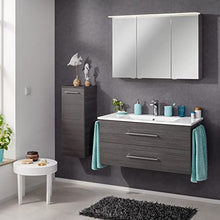 Fackelmann - Set di mobili da Bagno appesi con lavabo e Specchio a LED, 100 cm, 3 Pezzi, Colore: Marrone Scuro