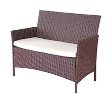 Mendler Salottino da Esterno Giardino HWC-D82 polyrattan Marrone con Cuscini Avorio