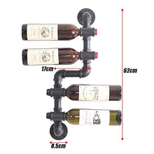 FWZJ Wall Mounted Retro 4 Bottles Wine Rack Hanging Water Pipe Wine Display Storage Stand Industrial Style Shelf Modern Minimalist Design for Wine Lovers