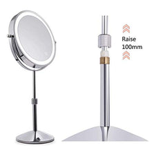 Specchio, Specchio per Il Trucco Specchio per Il Trucco Illuminato, Specchio cosmetico da appoggio bifacciale ingrandimento x1 / x10 con dimmerabile al Tocco e Altezza Regolabile, Alimentato a Batter