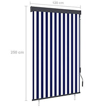 vidaXL - Tenda avvolgibile per esterni, 120 x 250 cm, blu e bianco