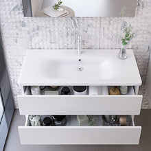 bonussi Mobile Bagno Sospeso 100 cm Lavabo Specchio e Cassettoni Bianco Larice