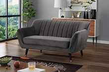 Mobilier Deco - Divano a 2 posti, in velluto, colore: Grigio Louise - Arredi Casa