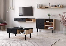 Cassettiera moderna Angess, 100 cm, rovere artigianale/nero