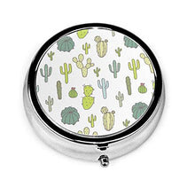 Cacti - Contenitore rotondo per pillole con 3 scomparti, in metallo, per medicina e vitamina