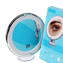 Specchio per Il Trucco, Specchietti per Il Trucco, LED con Ventosa LED Rotondo con Ventosa Rotante Specchio Alimentato A Batteria Specchio per Trucco 10X