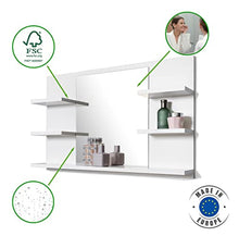 DOMTECH - Specchio a parete da bagno con mensola e illuminazione LED, colore: bianco