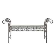 [en.casa] Panca da Giardino/Terrazza/Balcone con 2 Posti di Seduta Panchina in Metallo con Elementi Decorativi e Braccioli Incurvati - Verde