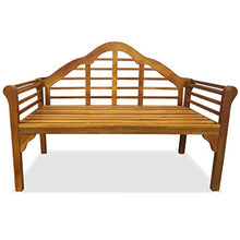 GOTOTOP Panca in legno di acacia per giardino, 2 posti, con schienale 135 x 55 x 95 cm