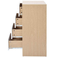 WGYDREAM Comodino Comodino Comodino Organizer in Quercia Bianca Comodino con 4 Cassetti Cassettiera Camera da Letto con Maniglie E Guide in Metallo