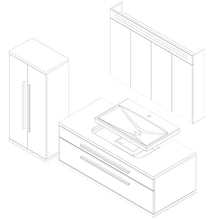 FACKELMANN - Set di mobili da bagno Stanford, 4 pezzi, con mobiletto da appendere e lavabo in ceramica, 110 cm e armadietto a specchio a LED