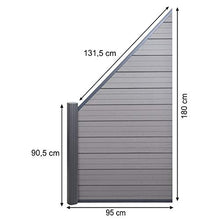Mendler Pannello supplementare frangivento Obliquo SX Privacy Sarthe WPC Alluminio Premium 95cm Grigio