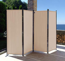 QUICK STAR 2 Pezzi Paravento da Giardino 220 x 165 cm 4 parti pieghevole Divisorio in Tessuto Balcone Protezione della Privacy Beige