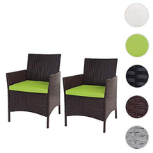 Mendler Serie Halden per l'esterno Set 2X poltrone 60x59x83cm polyrattan Marrone con Cuscino Verde