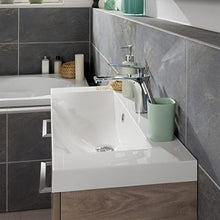 FACKELMANN - Set di mobili da bagno Lima per piccoli bagni, con lavabo da 60 cm e specchio da bagno a LED
