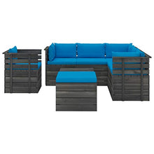 FAMIROSA Set Divani da Giardino su Pallet 8 pz con Cuscini Massello Pino-2035