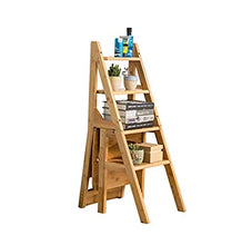 Sgabello Multifunzionale, Sgabello Portatile, Sgabello Pieghevole Multifunzionale in Legno massello, Sedia scaletta a Quattro gradini Bambini Esterni, Interni
