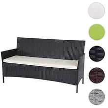 Mendler Serie Halden per l'esterno Divano Sofa 3 posti polyrattan Antracite con Cuscino Avorio