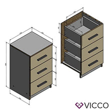 Vicco comodino cassettiera 66 cm armadietto camera da letto Bianco