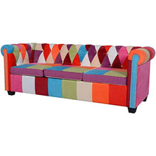 vidaXL 2X Divani Chesterfield Morbidi Imbottiti con Braccioli Set Comodi Eleganti Raffinati Robusti Sofa Arredi Casa in Tessuto Patchwork