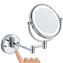 MRJ Specchio Trucco da Parete con LED Specchio Ingranditore da Bagno Bilaterale 1X/5X Estensibile 360° Girevole per Bagno Hotel Spa Diametro 8 Pollici Ricarica USB
