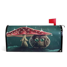 Gufo seduto sotto funghi cassetta postale copre magnetico giardino giardino giardino decorazione casa dimensioni standard 53,3 cm x 45,7 cm