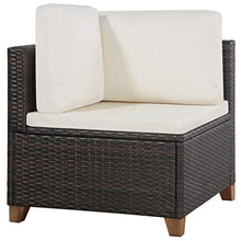 Festnight Set Divani da Giardino in Polyrattan, Set di Mobili da Giardino, Set Divano Esterno con Cuscini Marrone 4 pz