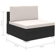 vidaXL Divano da Giardino Set 15 pz in Polirattan Nero Sofa con Cuscini Tavolo